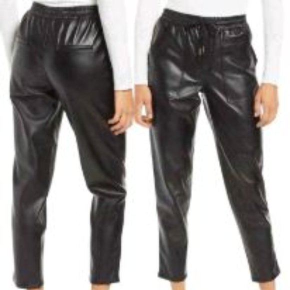 BLANKNYC No Guidance Ankle Faux Leather Pants Vegan Jogger - Picture 1 of 3